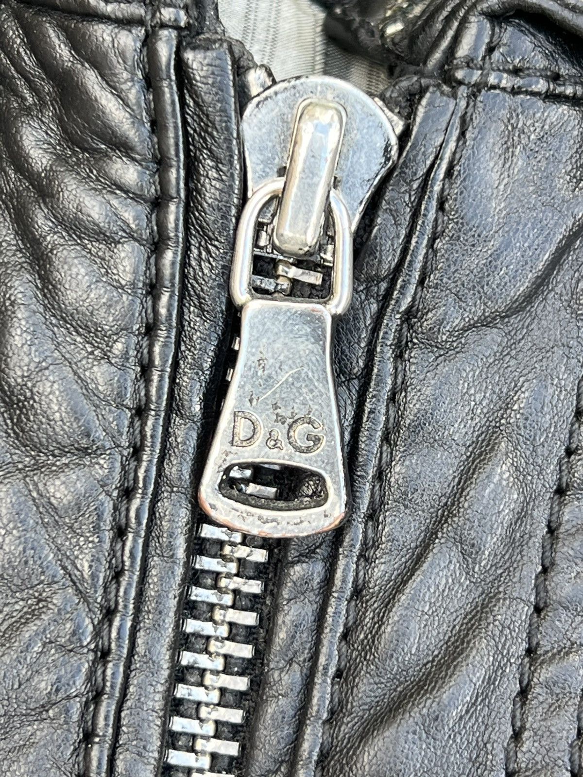 Dolce & Gabbana D&G ARCHIVAL “MULTI-ZIP” BLACK LAMBSKIN MOTO JACKET-size 50 Size US M / EU 48-50 / 2 - 4 Thumbnail