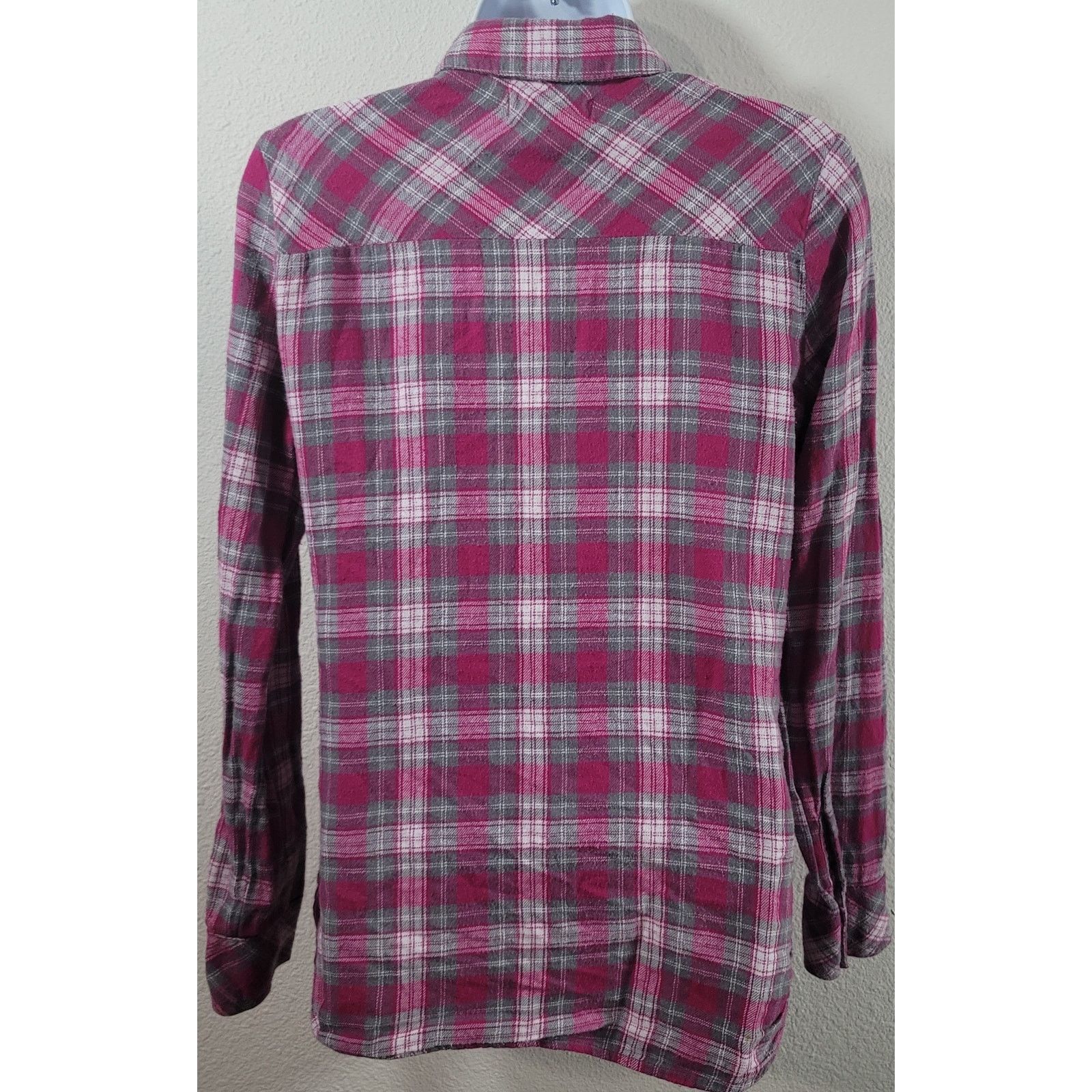 Other OP Pink Plaid Button Up Flannel Top Juniors 7 9 Lightweight Size M / US 6-8 / IT 42-44 - 3 Thumbnail