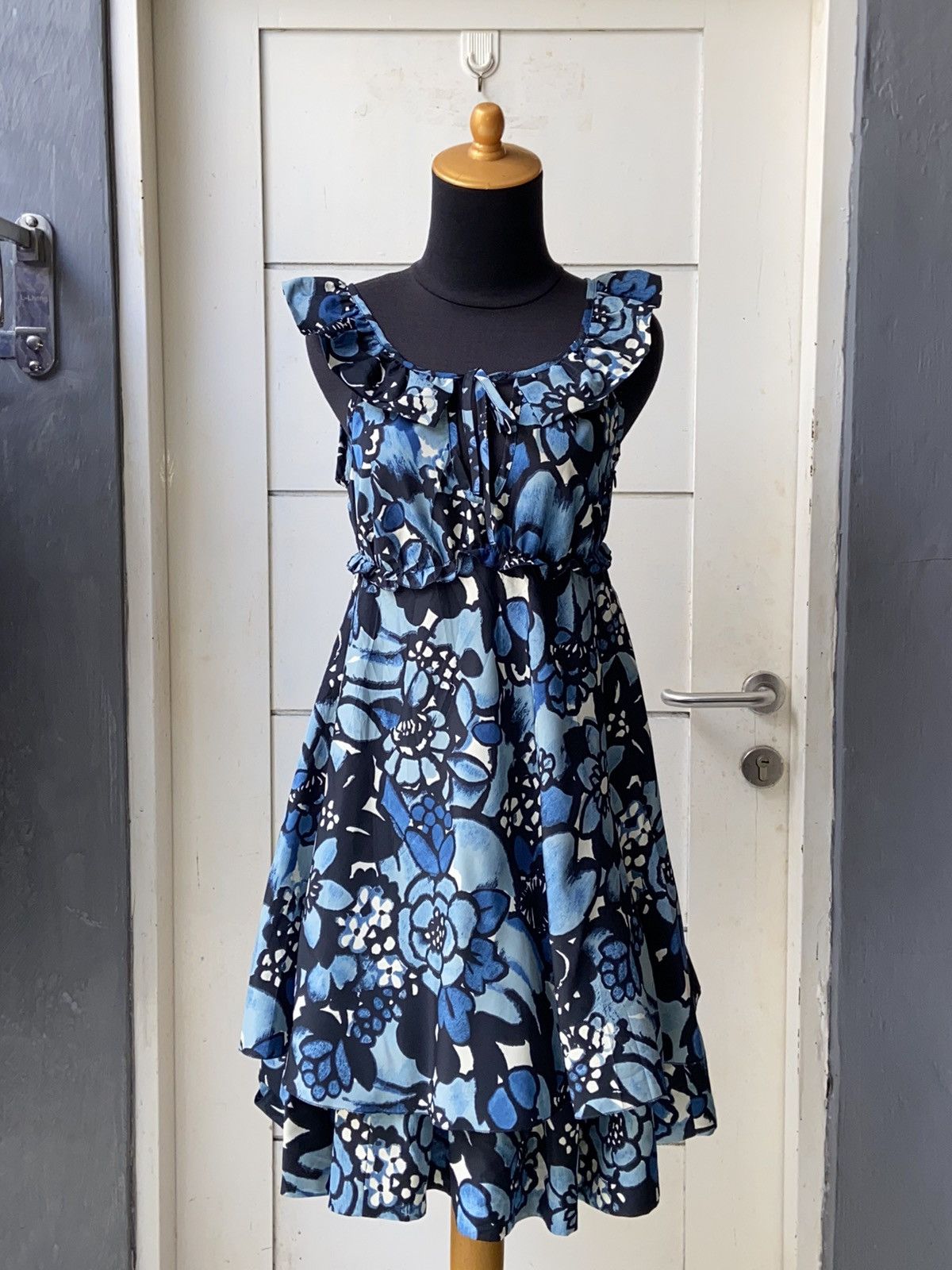 image of Moschino Blue Floral Patterned Dress, Women's (Size XS)