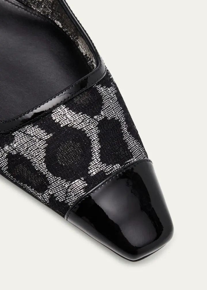 Alexandre Birman os11x0126 Olivia Lace Slingback Flats in Black Size US 7.5 / IT 37.5 - 3 Thumbnail