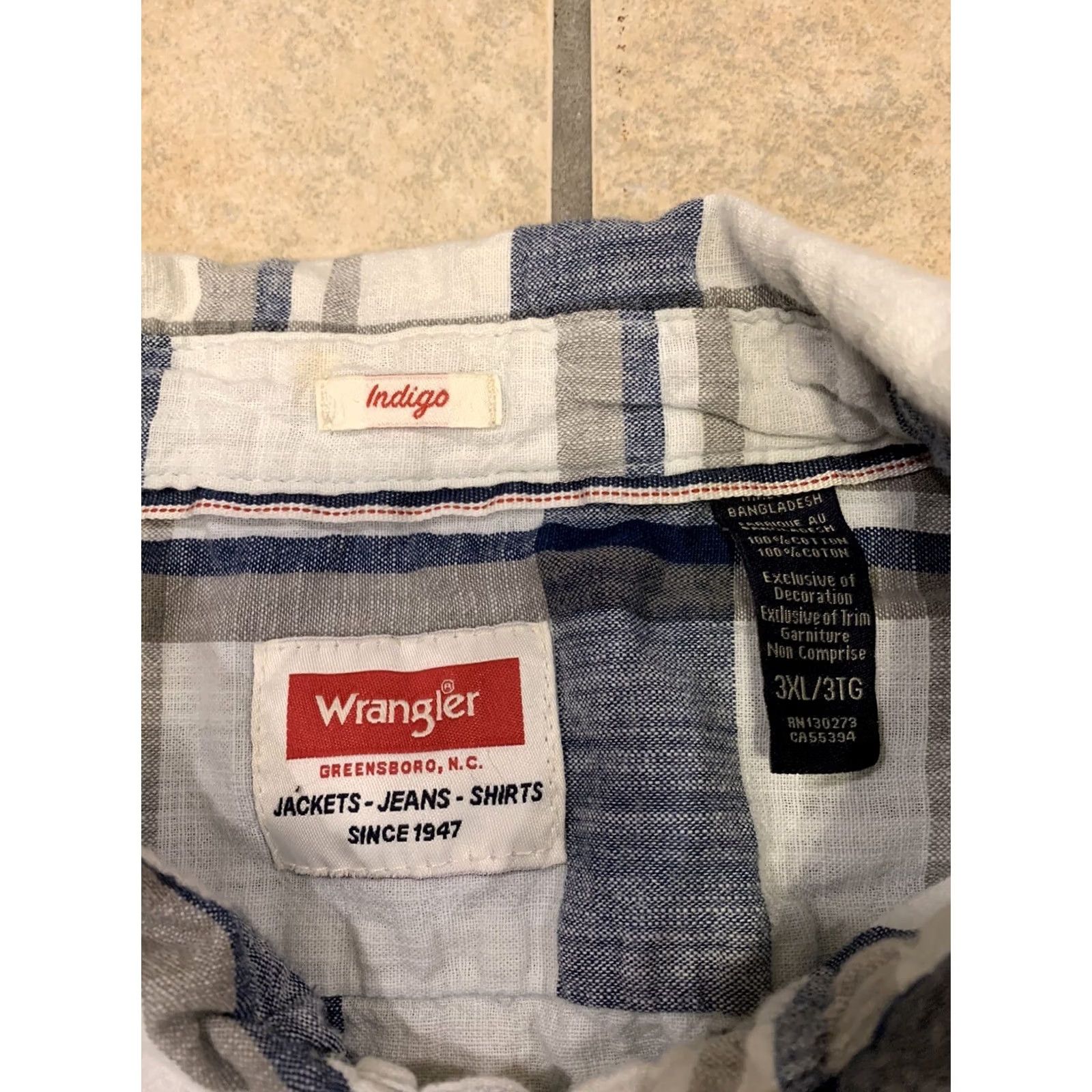 Wrangler VINTAGE Wrangler Indigo Lightweight Button-Up Shirt? Size US XXL / EU 58 / 5 - 4 Thumbnail