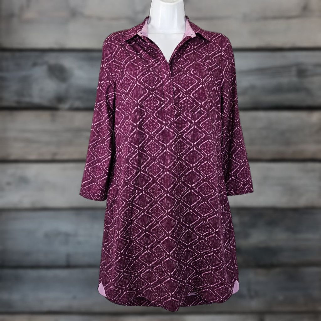 Vintage Title Nine Womens Adventurista Dress S Purple 3/4 Sleeve A-Line Casual Travel Shirts Womens Size S / US 4 / IT 40 - 1 Thumbnail