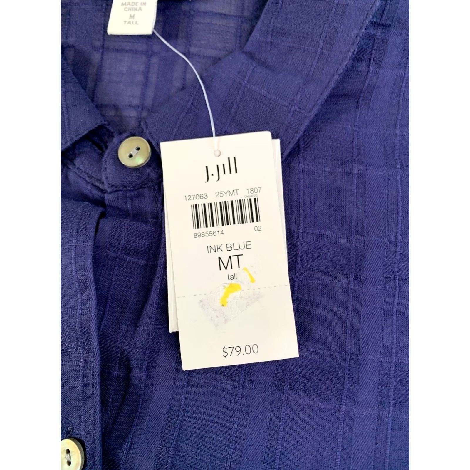 J. Jill J. Jill Shirt Womens MT Blue Sheer Gauzy 3/4 Sleeve Button-Up Top Size M / US 6-8 / IT 42-44 - 6 Thumbnail
