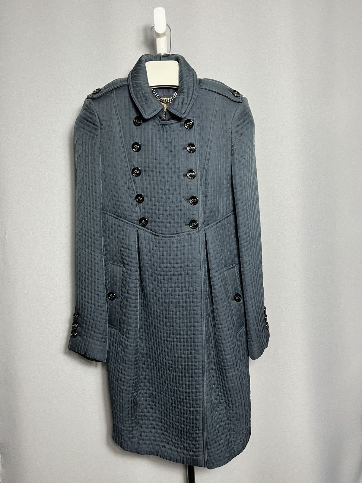 Burberry Burberry blue trench coat in wool and silk jacket button Size M / US 6-8 / IT 42-44 - 1 Thumbnail