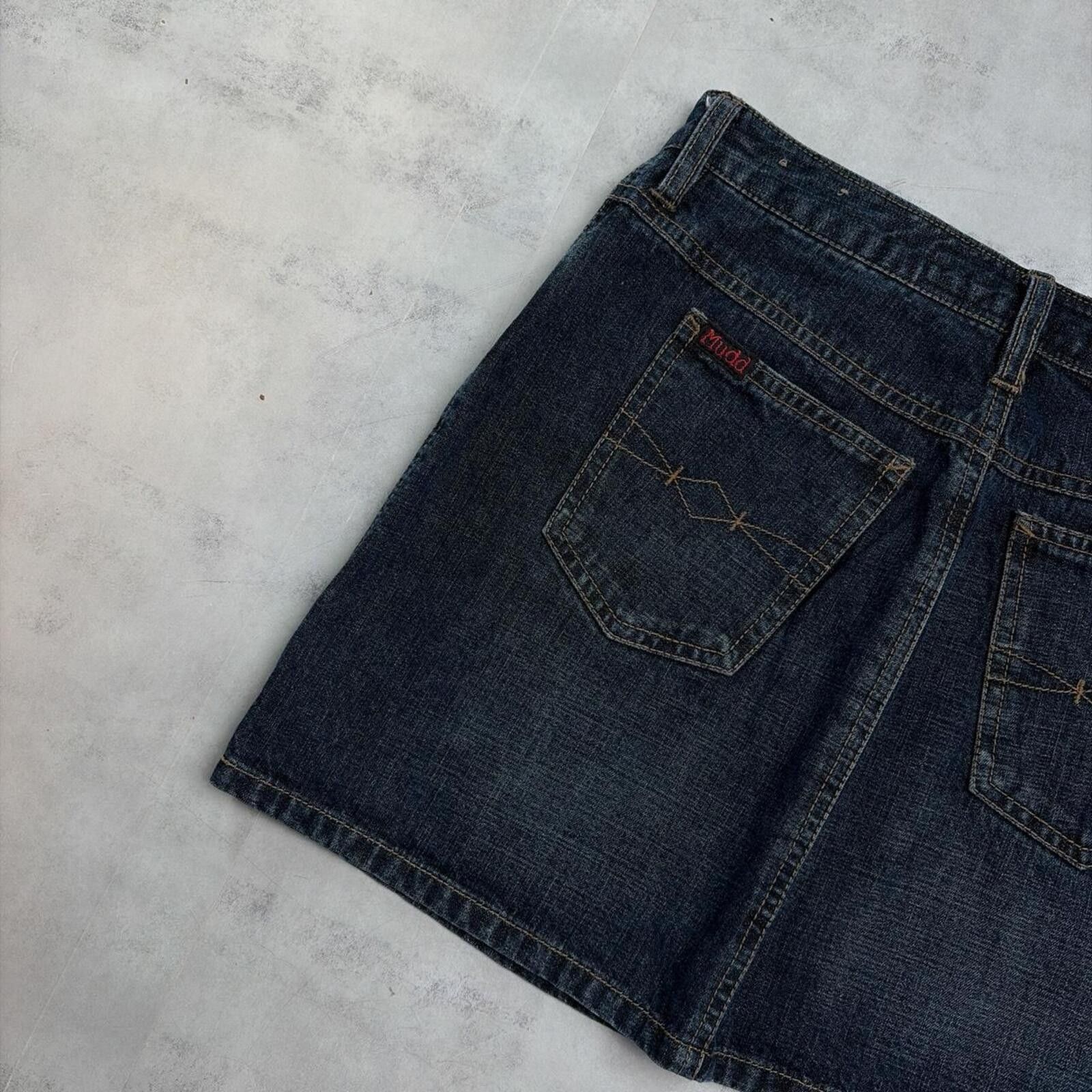Other Y2K Dark Wash Mudd Grunge Gothic Mini Denim Skirt Size 28" / US 6 / IT 42 - 4 Thumbnail