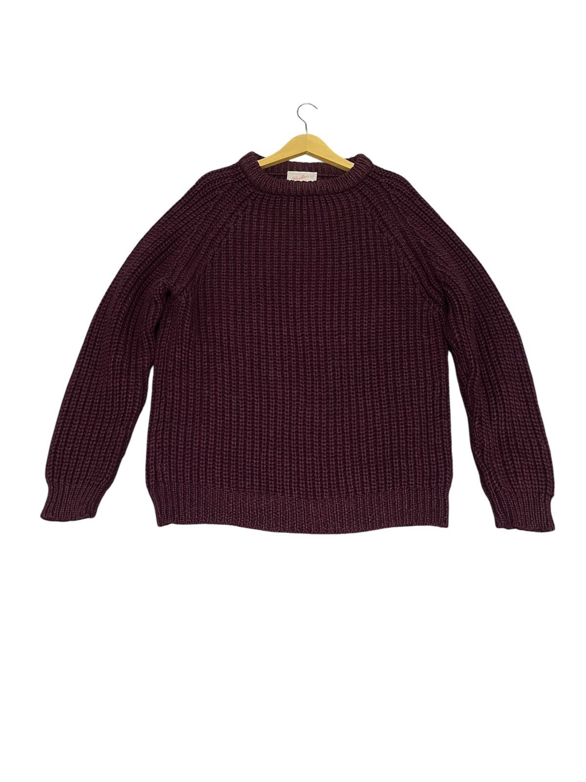 Paul Harnden Shoemakers Antique Chunky Knit Lambswool Sweater Burgundy Size US XL / EU 56 / 4 - 1 Thumbnail