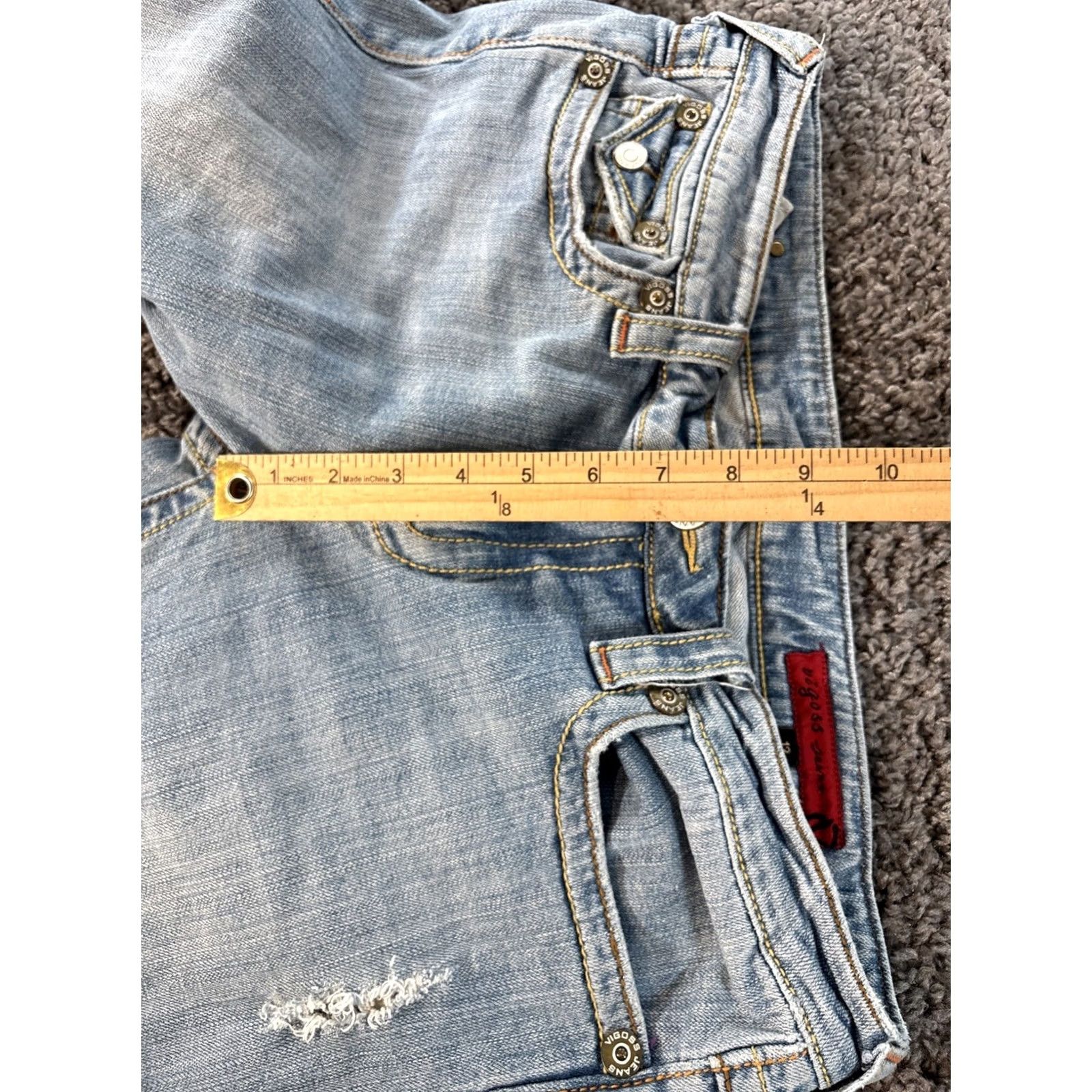 Vintage Vtg VIGOSS Jeans Boot Cut Womens 32x30 Low Rise Light Wash Contrast Stitch Flap Jeans Womens Bootcut 5-Pocket Inseam 30 Blue Mens? Size 24" / US 00 / IT 34 - 5 Thumbnail