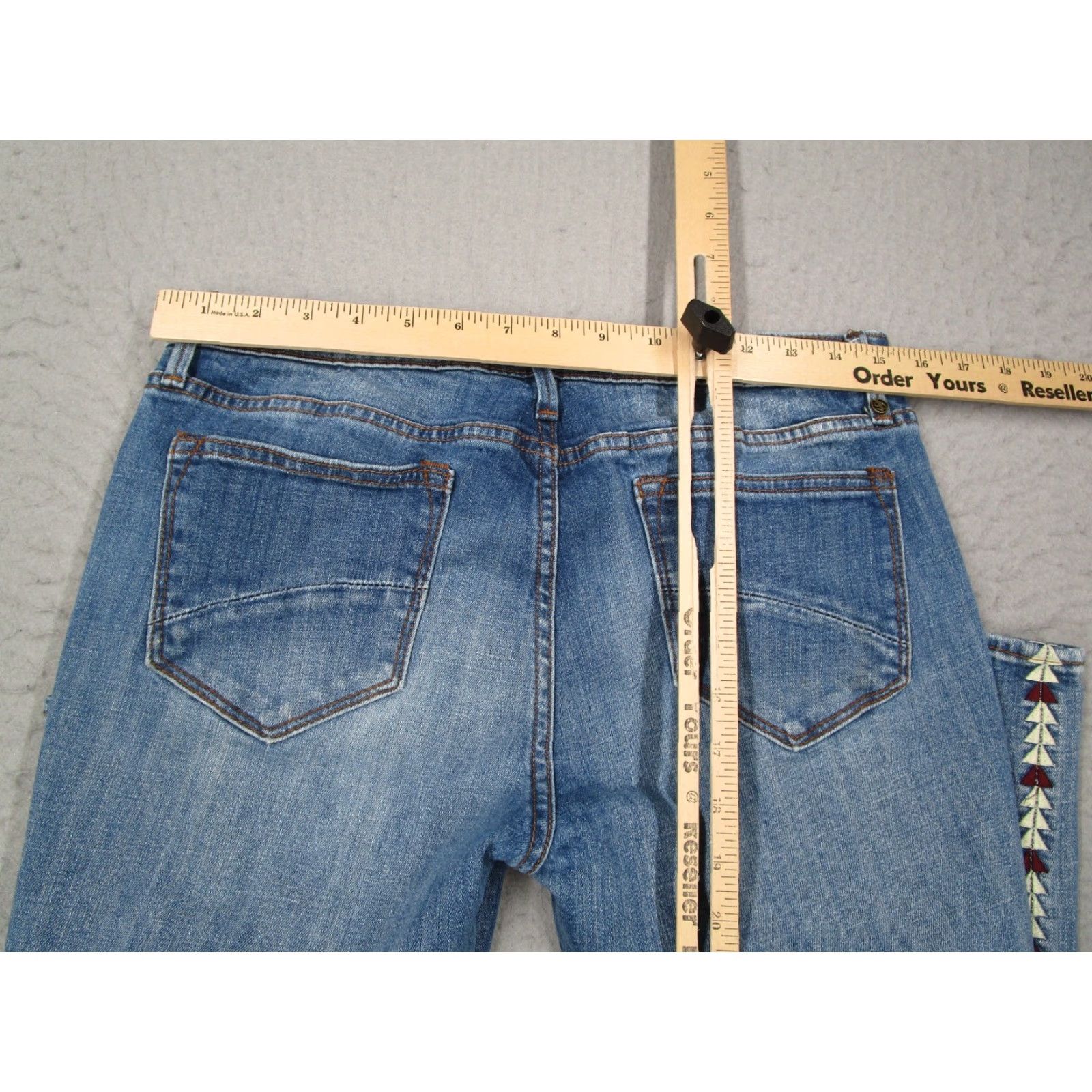 Vintage VINTAGE Driftwood Women's Jeans 29 Blue Classic Fit Denim Hippie Aztec Festival Boho Size 29" - 7 Thumbnail