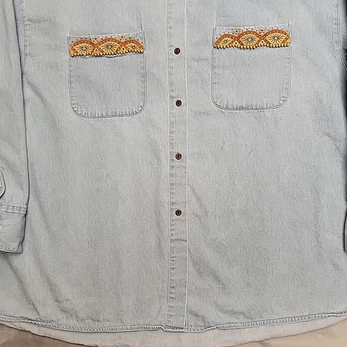 Denime VINTAGE Cambridge Shirt Womens 16 Blue Denim Embroidered Western Boho USA Shirt Ladies 16 Blue Denim Embroidered Western Boho USA Womens Size XXL / US 16-18 / IT 52-54 - 2 Thumbnail