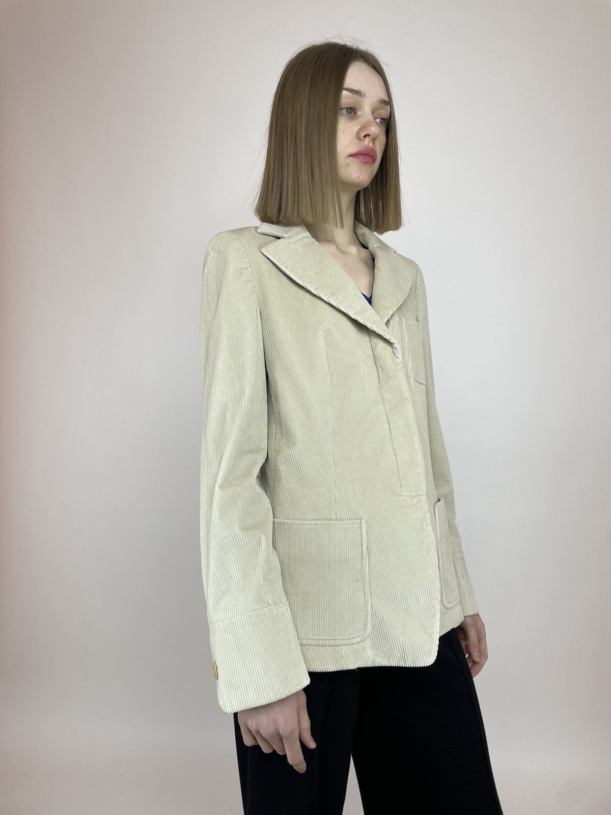 Armani Collezioni Armani Collezioni Light Brown Corduroy Blazer Jacket Italy Size L / US 10 / IT 46 - 3 Thumbnail