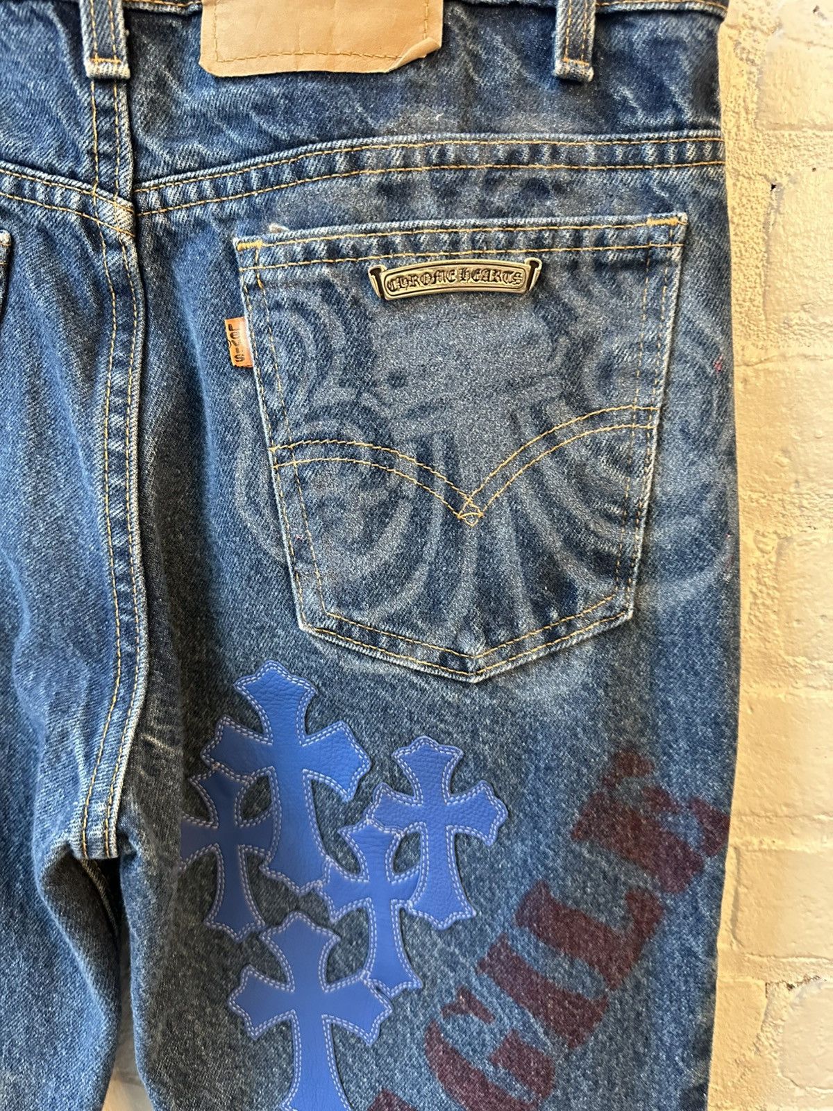 Chrome Hearts Chrome Hearts NEW Levi Stencil cross patch jeans 30 31 Size US 30 / EU 46 - 7 Thumbnail