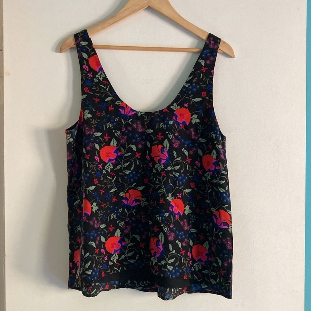 Joie Joie Black Floral Silk Tank Size S Fully Lined Pullover Blou Size S / US 4 / IT 40 - 3 Thumbnail