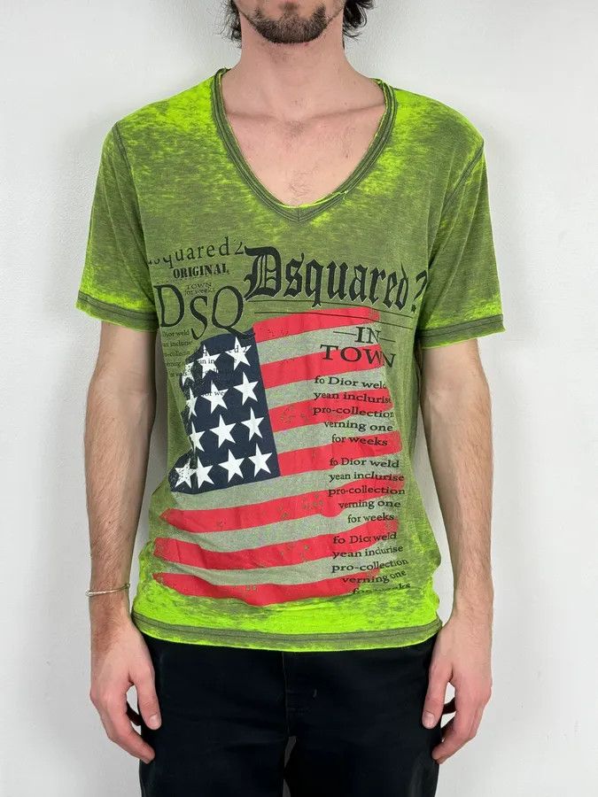 Dsquared2 Dsquared2 Acid Green USA Flag T-Shirt Size US M / EU 48-50 / 2 - 2 Thumbnail