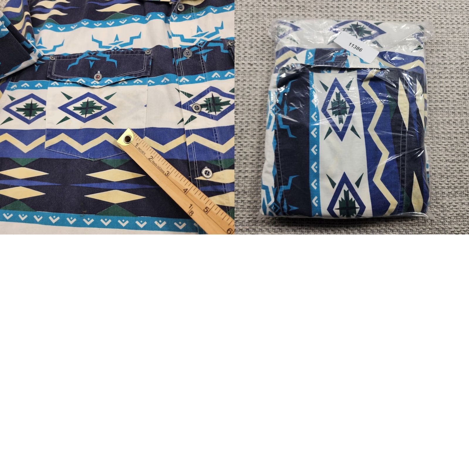 Vintage Motto Reddot Shirt Mens Large Blue Aztec Southwestern Button Up Western Shirt Size US XL / EU 56 / 4 - 10 Thumbnail