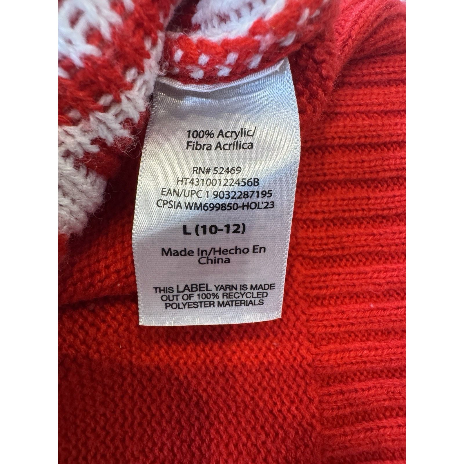 Holiday Brand Ugly Christmas Sweater Kids Youth L Red Santa Snowflake Knit Size L / US 10 / IT 46 - 7 Thumbnail