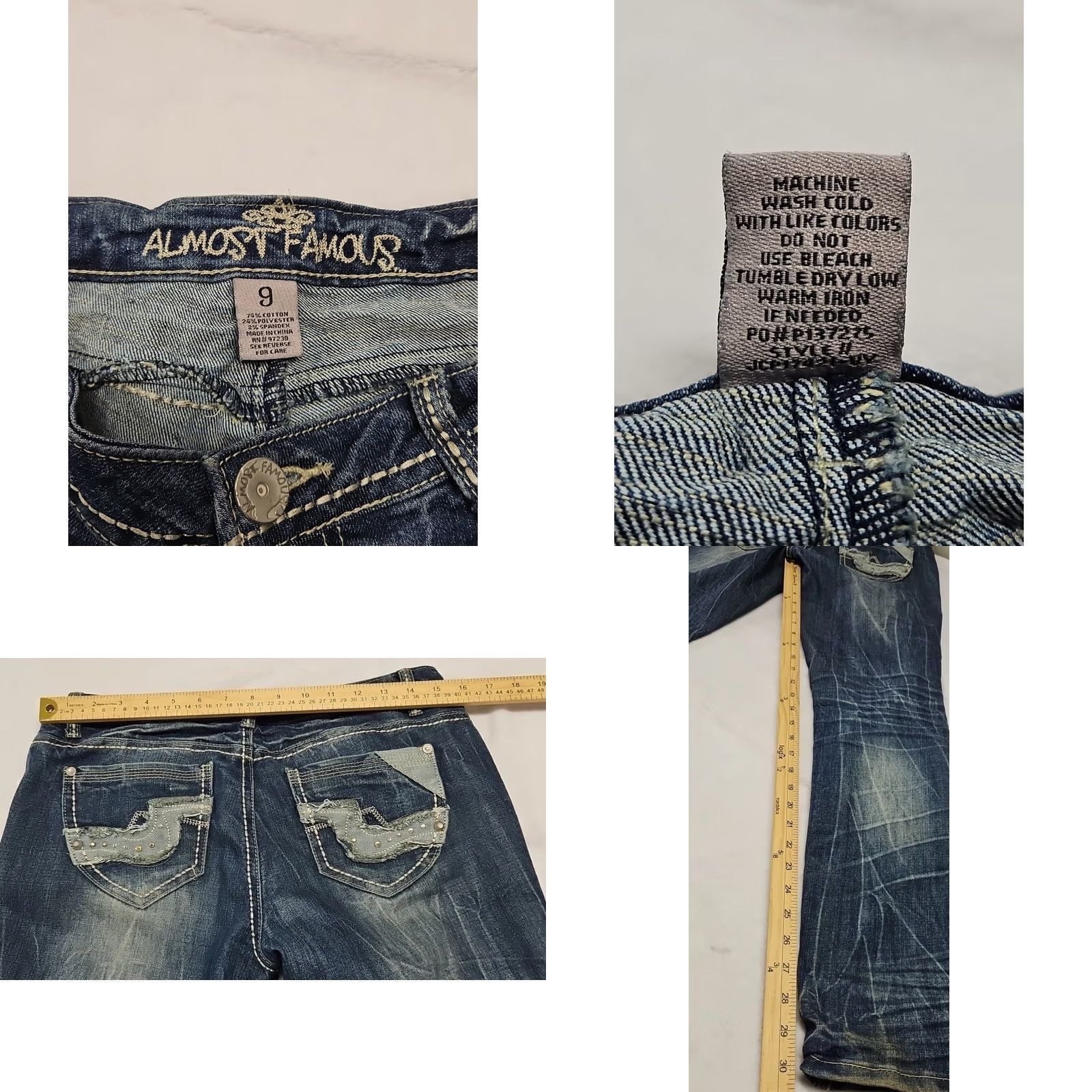 Almost Famous Almost Famous Jeans Juniors 9 Blue Y2K Low Rise Skinny Distressed Indie Sleaze 2000s Women Size 30" / US 8 / IT 44 - 8 Thumbnail