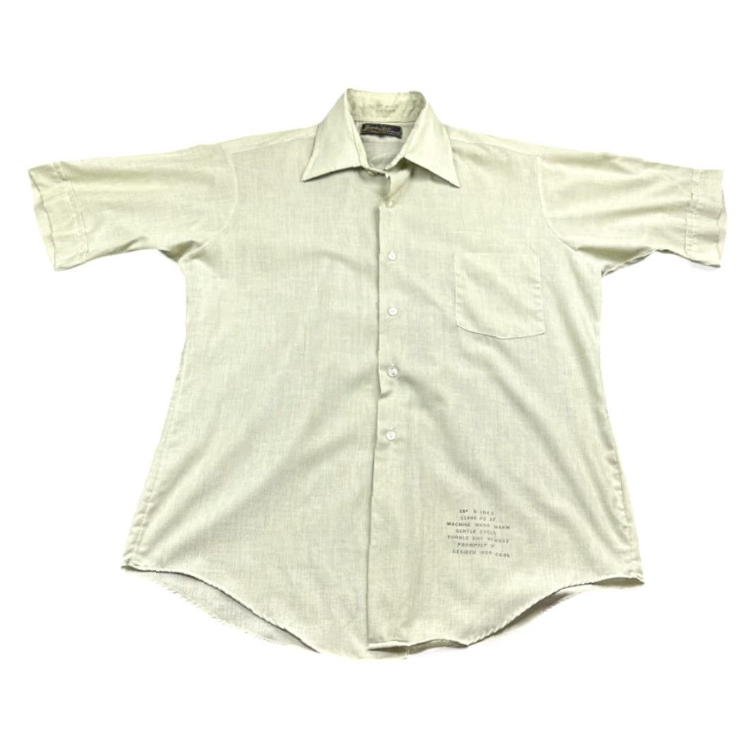 Van Heusen VINTAGE Van Heusen Dress Shirt Hampshire House Bradley 70s Green Adult Large Short Sleeve Button-Up Front Chest Pocket Mens Size 42R - 2 Thumbnail