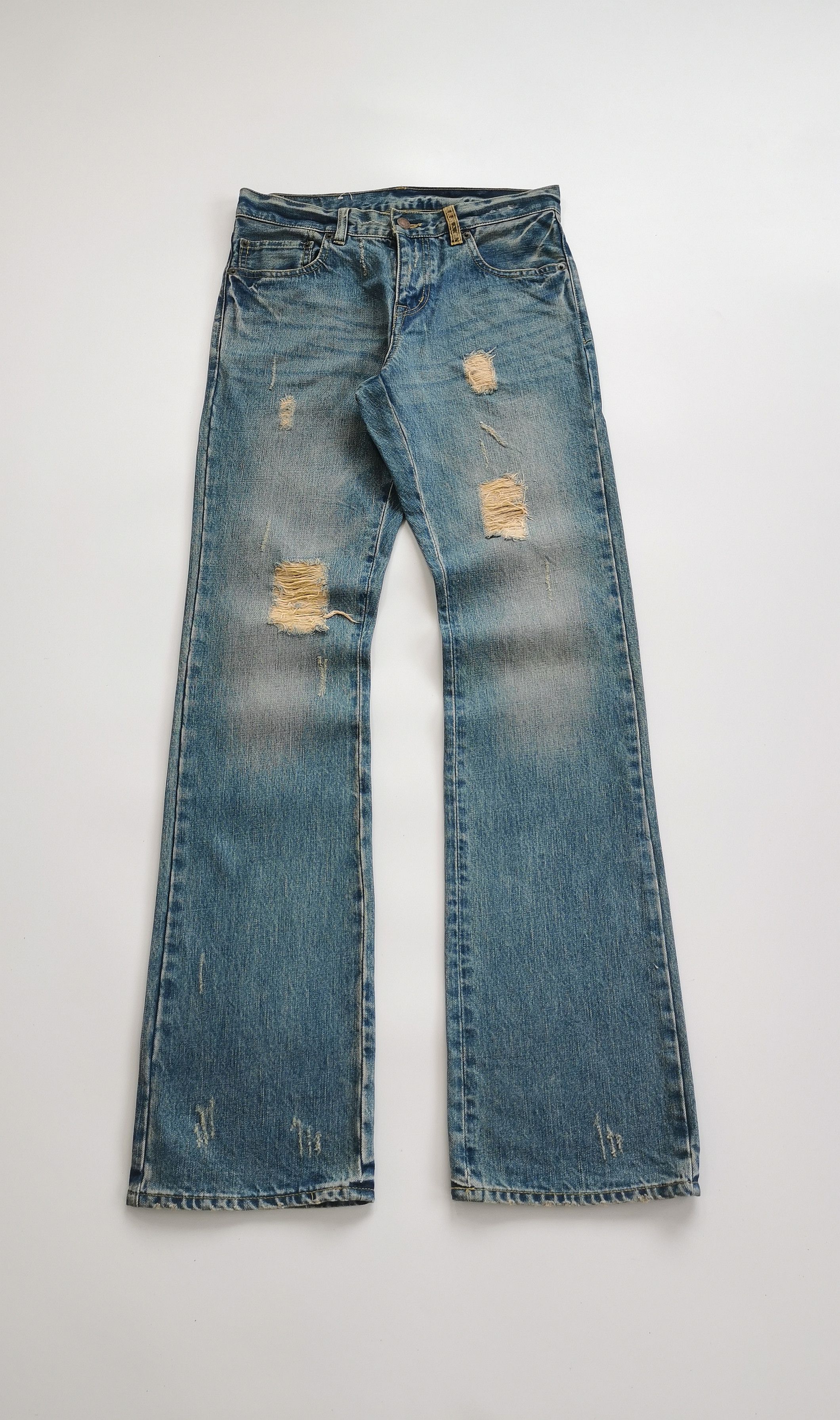 If Six Was Nine Driza Bone Flare Bootcuts Distress Denim Jeans Size 29x35 Size US 29 - 2 Thumbnail