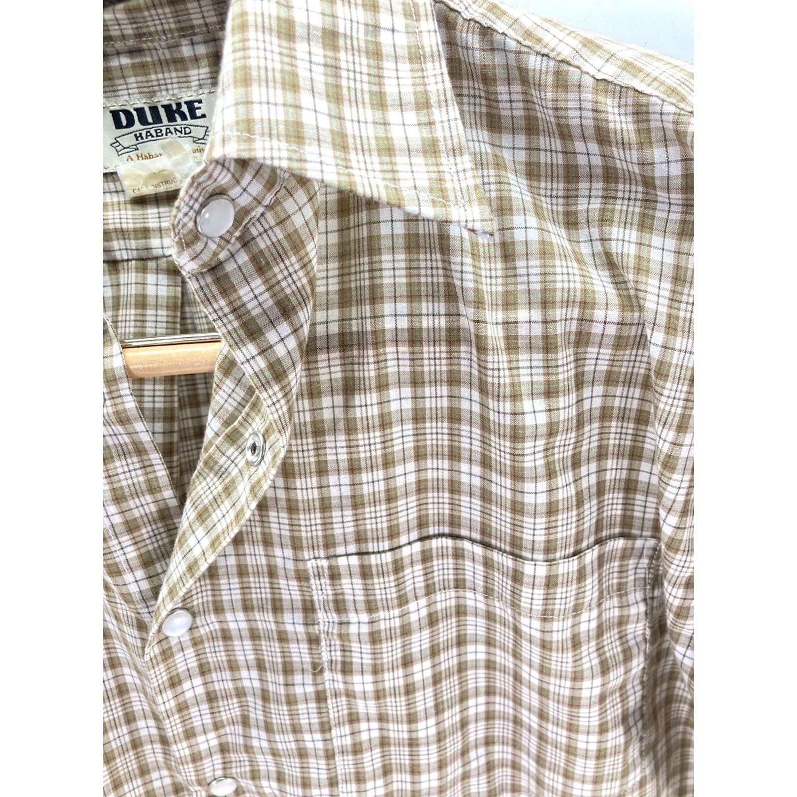 Haband Haband Duke Pearl Snap Shirt Men Size M Beige Check Short Sleeve Western Shirt Size US M / EU 48-50 / 2 - 5 Thumbnail