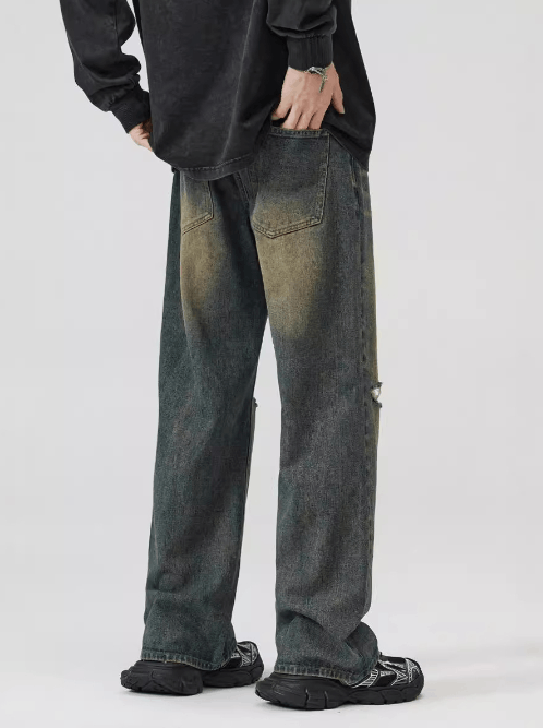 Japanese Brand × Jean Men's loose American retro distressed ripped baggy jeans Size US 32 / EU 48 - 4 Thumbnail