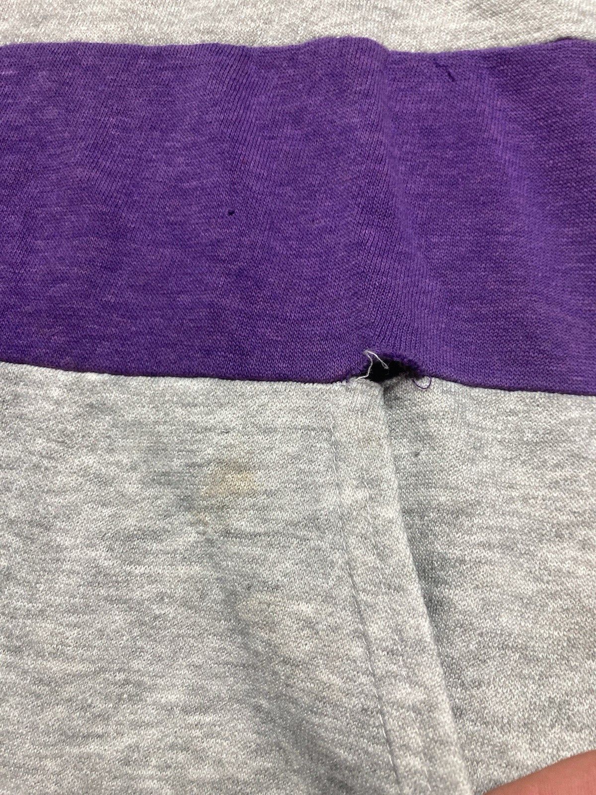 Vintage 70s pullover hoodie 2 tone tri blend soft gray purple Small Size US S / EU 44-46 / 1 - 3 Thumbnail