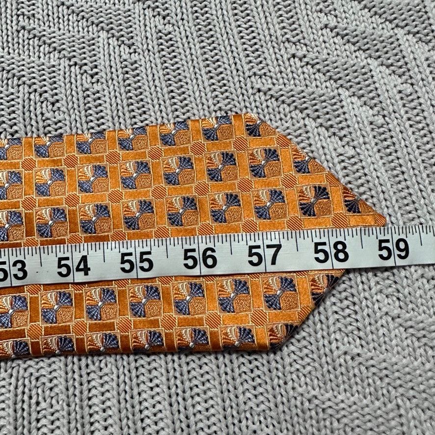 Ermenegildo Zegna Ermenegildo Zegna orange fan printed geometric silk tie Size ONE SIZE - 4 Thumbnail