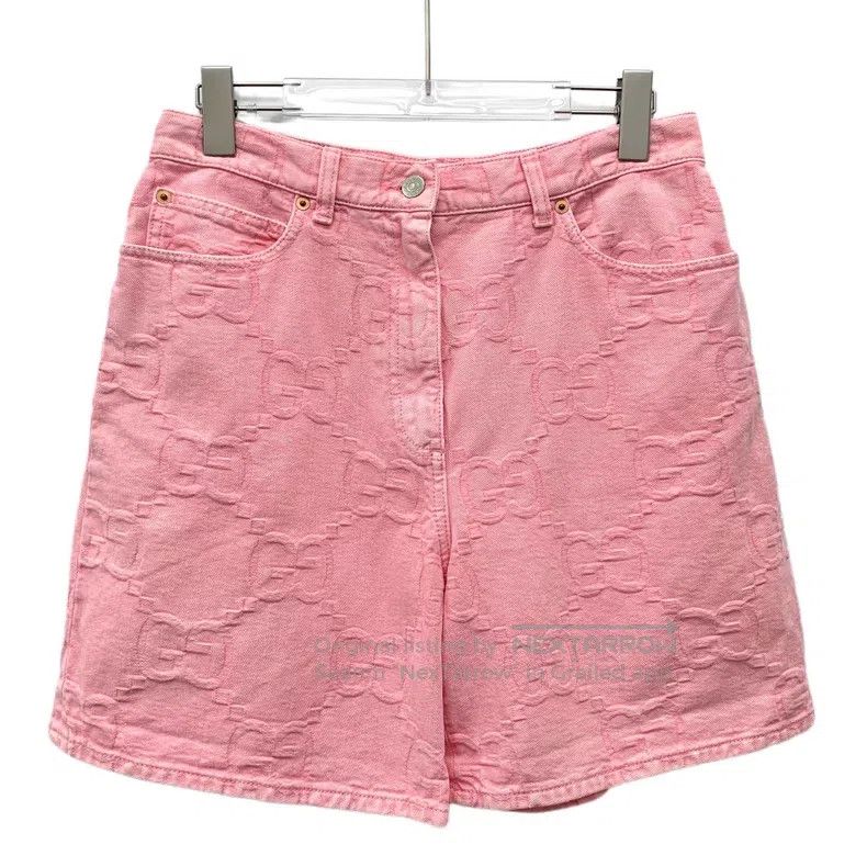 Gucci Gucci Light pink logo jacquad full print cotton casual sho Size 29" - 1 Thumbnail