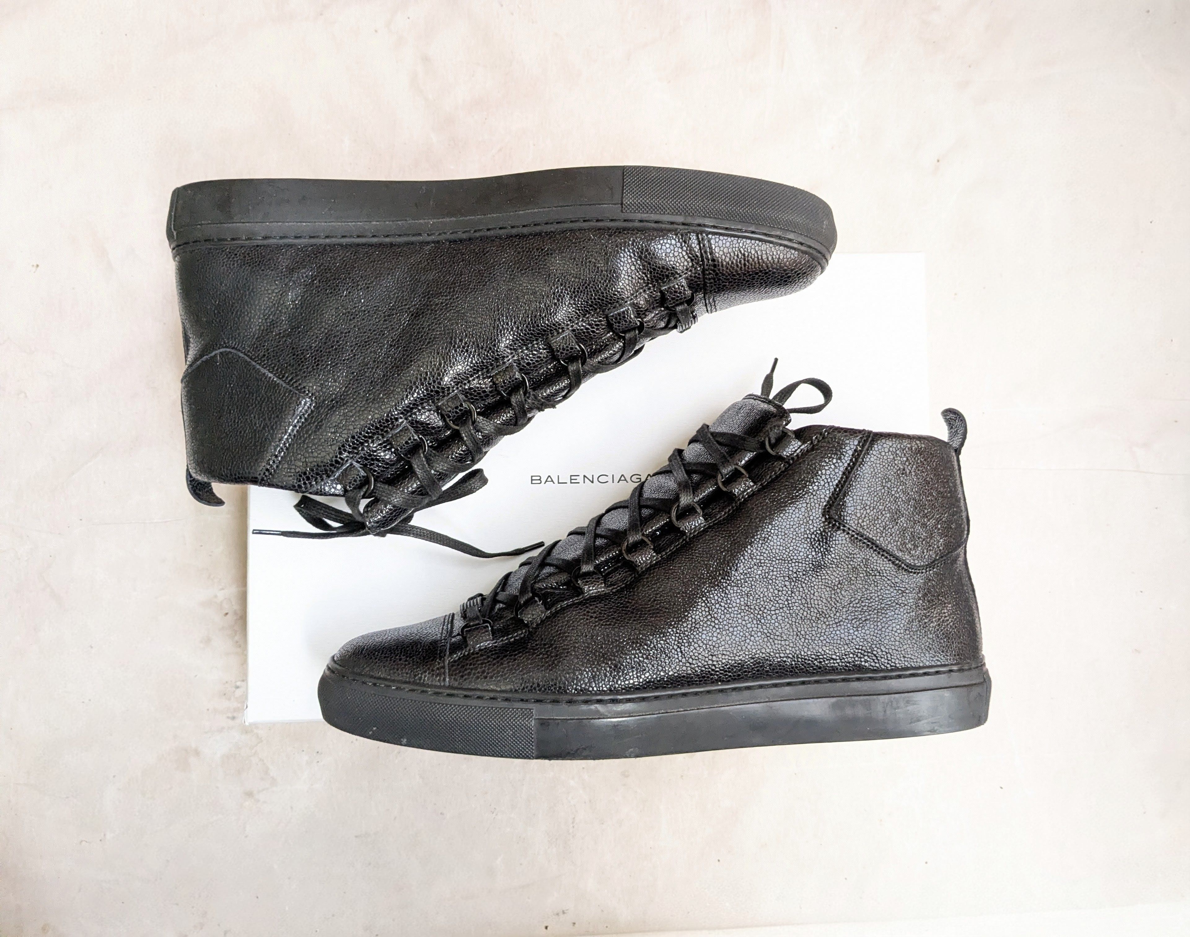 Balenciaga Arena Sneakers Black 13 High Tops Leather