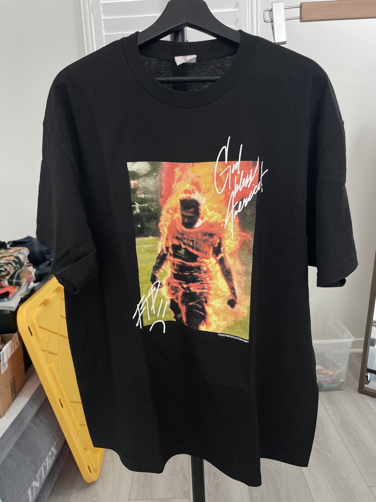 Fuck The Population FTP God Bless America Burning Man Tee Size US XL / EU 56 / 4 - 1 Thumbnail
