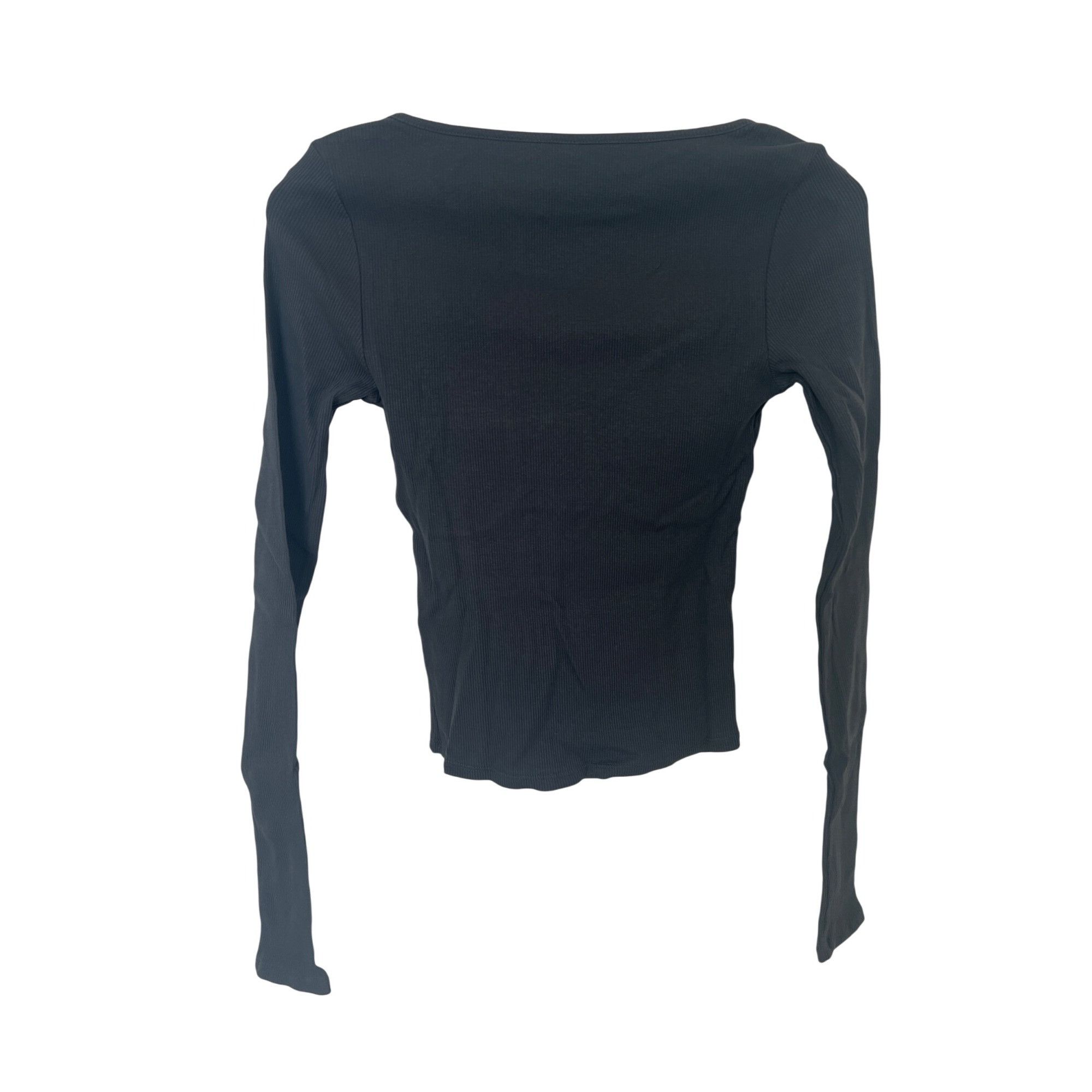 H&M H&M Dark Gray Corset Style Ribbed Long Sleeve Top Size S / US 4 / IT 40 - 7 Thumbnail