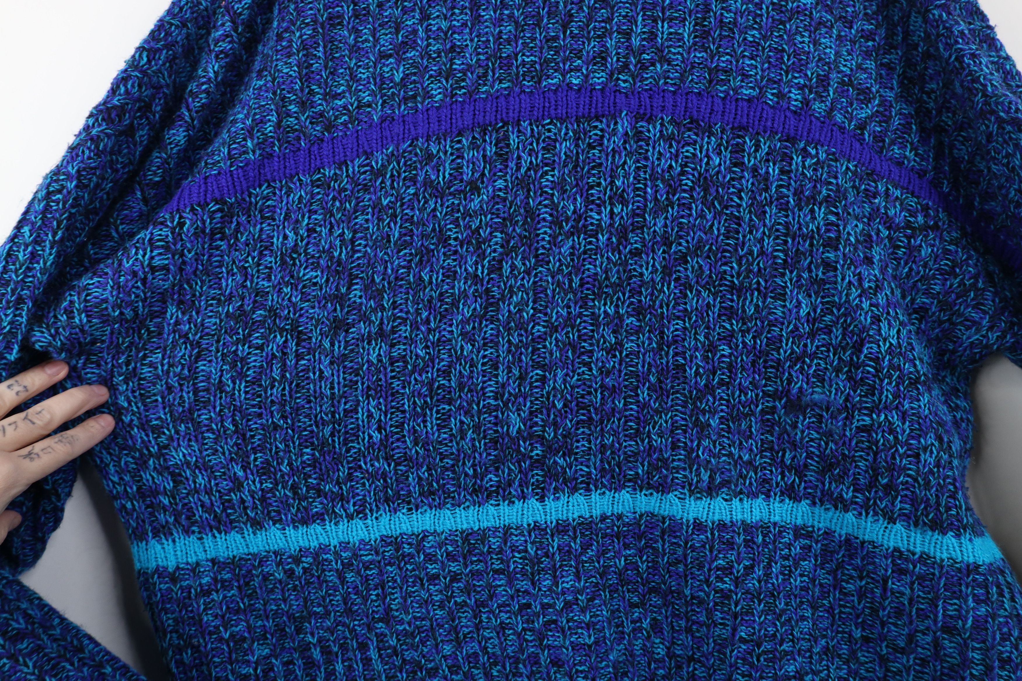 Vintage Vintage 90s Streetwear Striped Ribbed Knit Crewneck Sweater Size L / US 10 / IT 46 - 5 Thumbnail