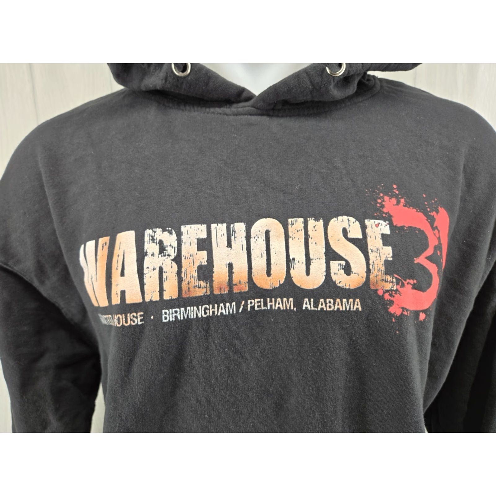 Vintage VINTAGE Warehouse 31 Haunted House Hoodie Black XL Mens Hoodie Pullover Drawstring Size US XL / EU 56 / 4 - 3 Thumbnail