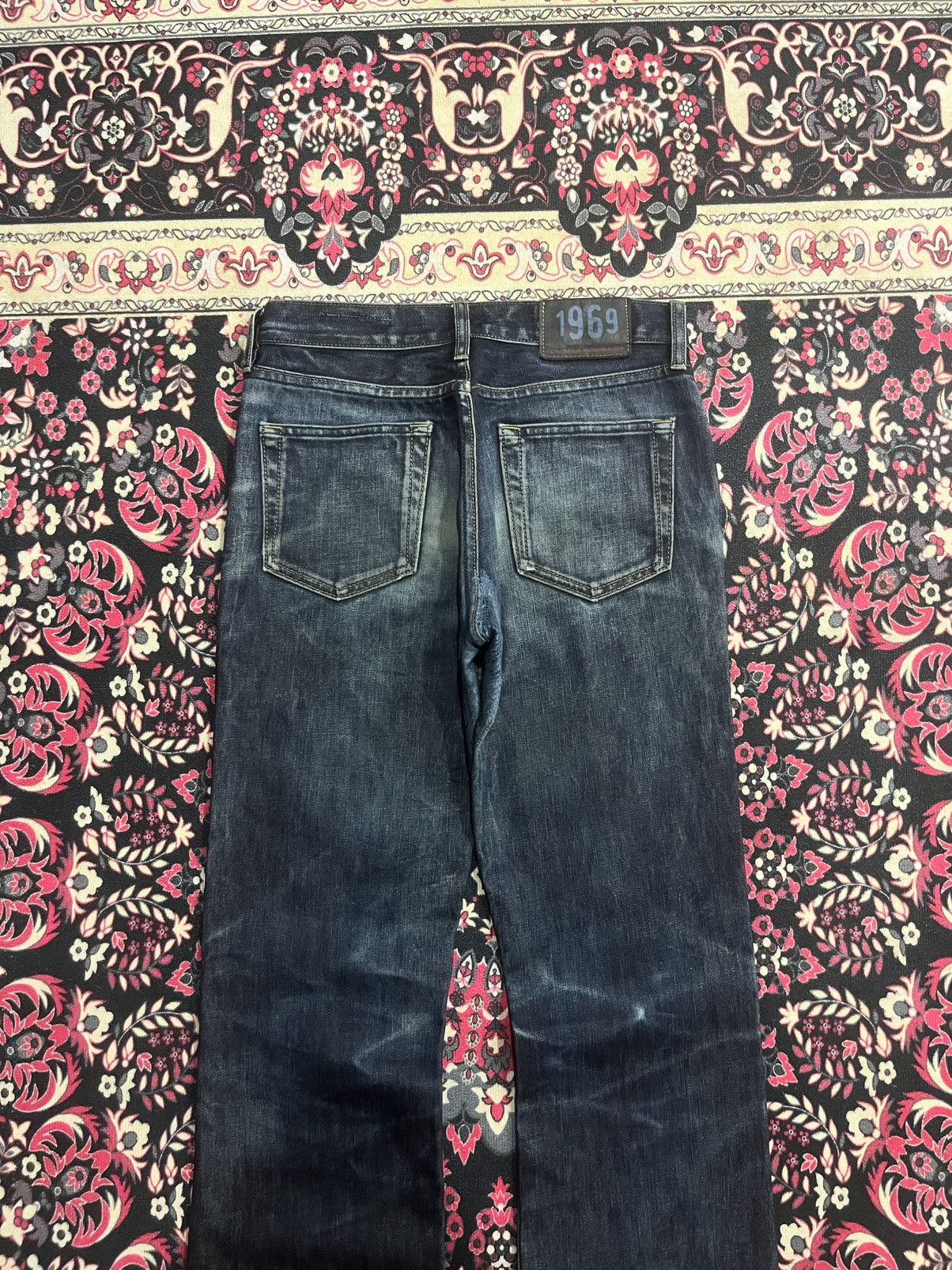 Tornado Mart Gap 1969 Dark Blue Whisker Washed Slim Boot Cut Jeans Size US 30 / EU 46 - 6 Thumbnail