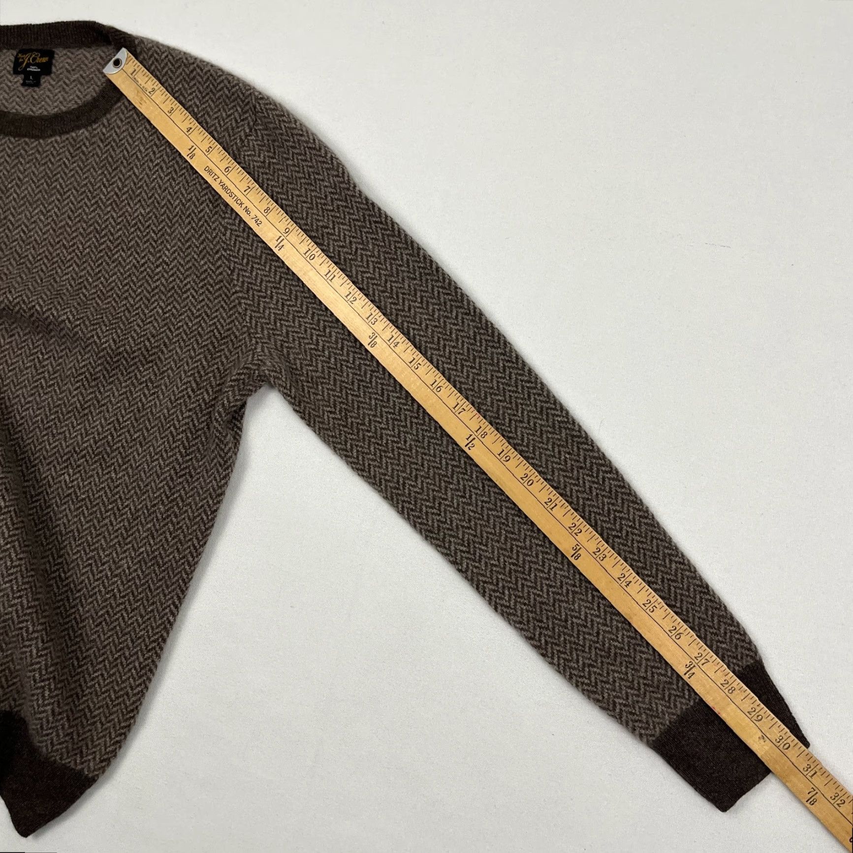 J.Crew J.CREW Cashmere Sweater Mens L Brown Herringbone Jacquard Crewneck Luxury Preppy Size US L / EU 52-54 / 3 - 5 Thumbnail