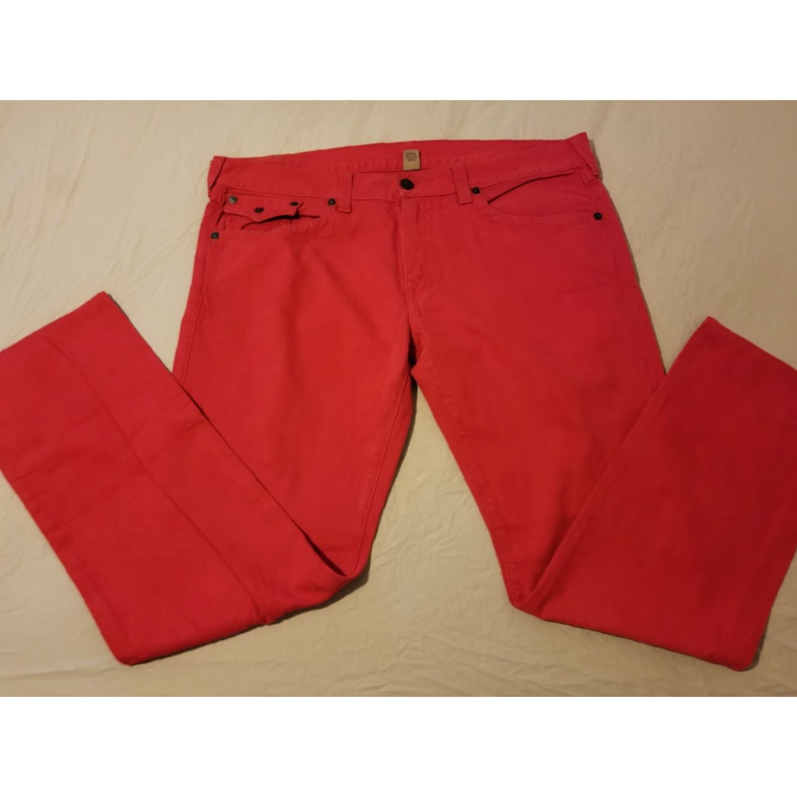 True Religion Mens True Religion Jeans 40x34 42x34 Red Relaxed Straight Denim Pants Size US 40 / EU 56 - 4 Thumbnail