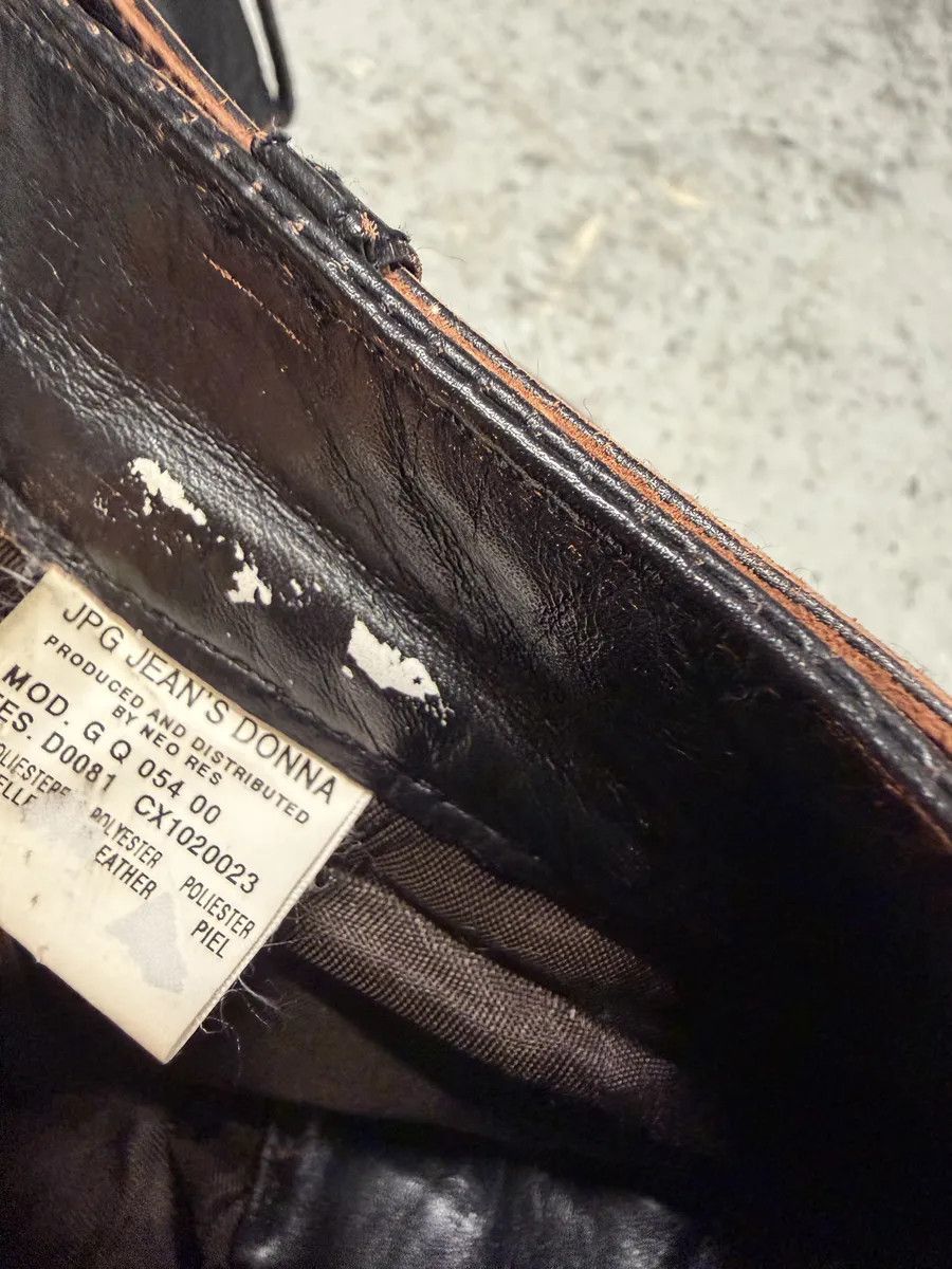 Jean Paul Gaultier 1990s Jean Paul Gaultier Black Belted Biker Leather Pants Size US 30 / EU 46 - 9 Thumbnail