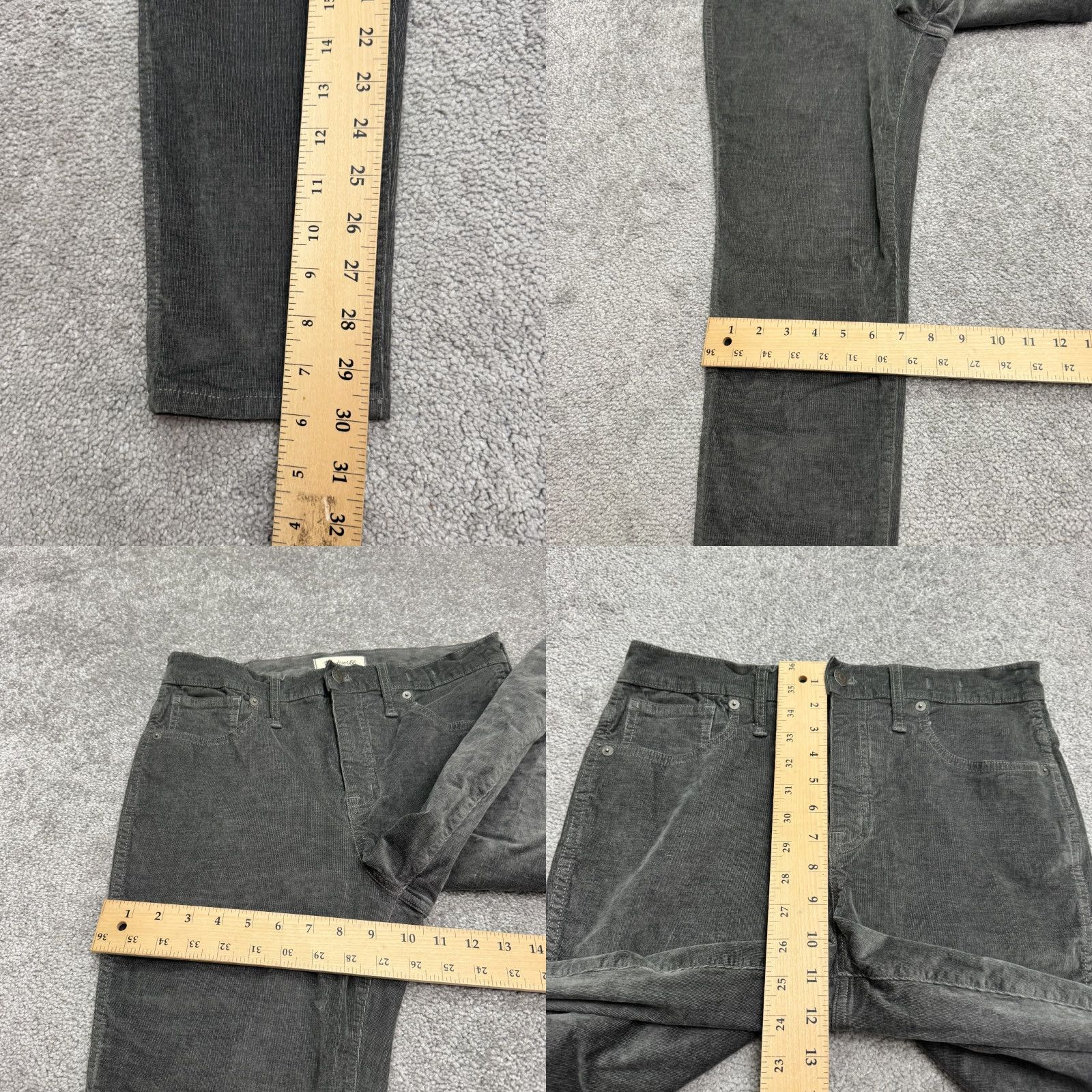 Madewell Madewell High Rise Skinny Velvet Pants Womens 29 Tall Dark Gray Stretch Casual Size 29" - 9 Thumbnail