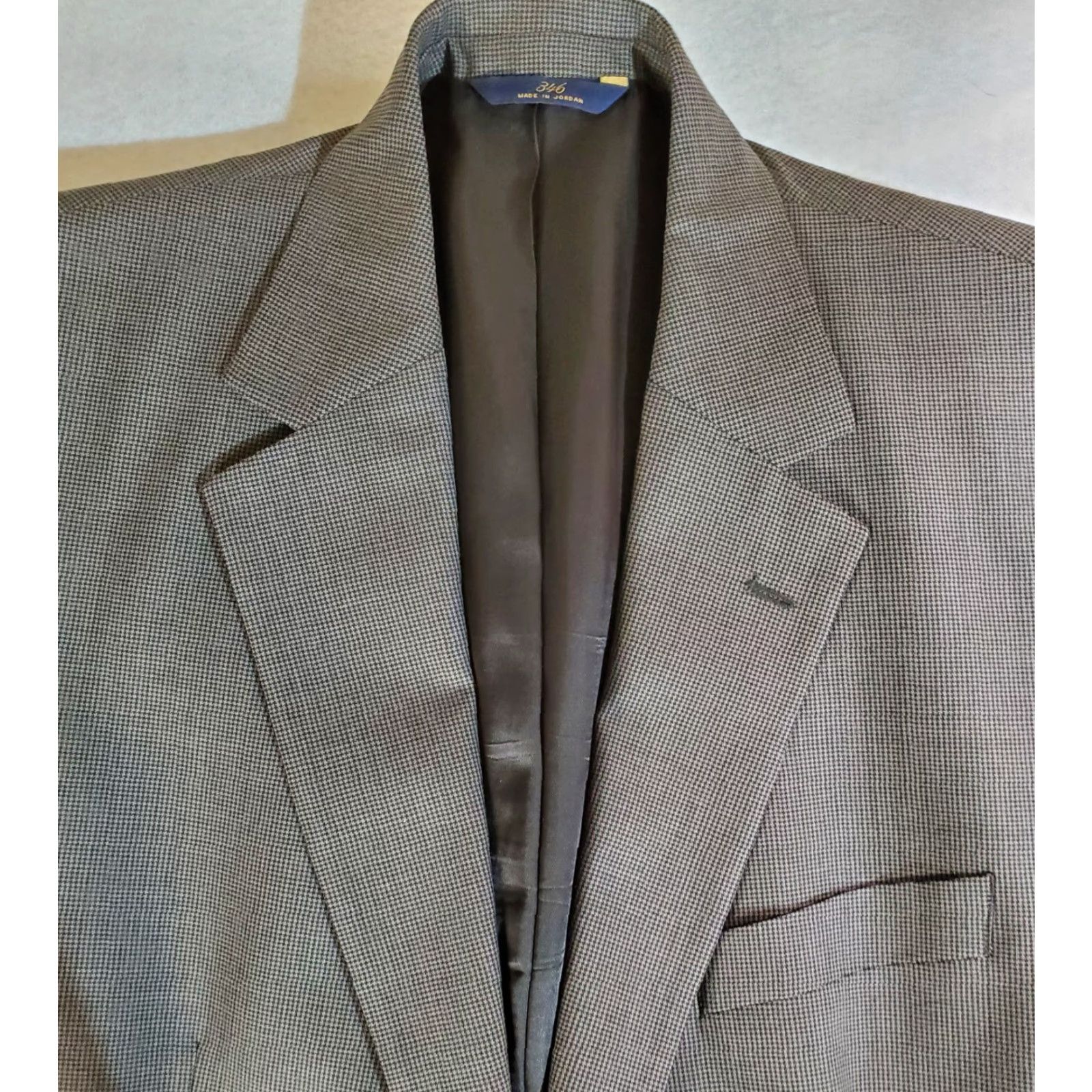 Brooks Brothers VINTAGE Brooks Brothers 346 Signature Check Wool Suit Coat & Pants 43 Long Coat 36Wx30L Tan Mens Regular 2 Piece Business Formal 90s Size 46R - 3 Thumbnail