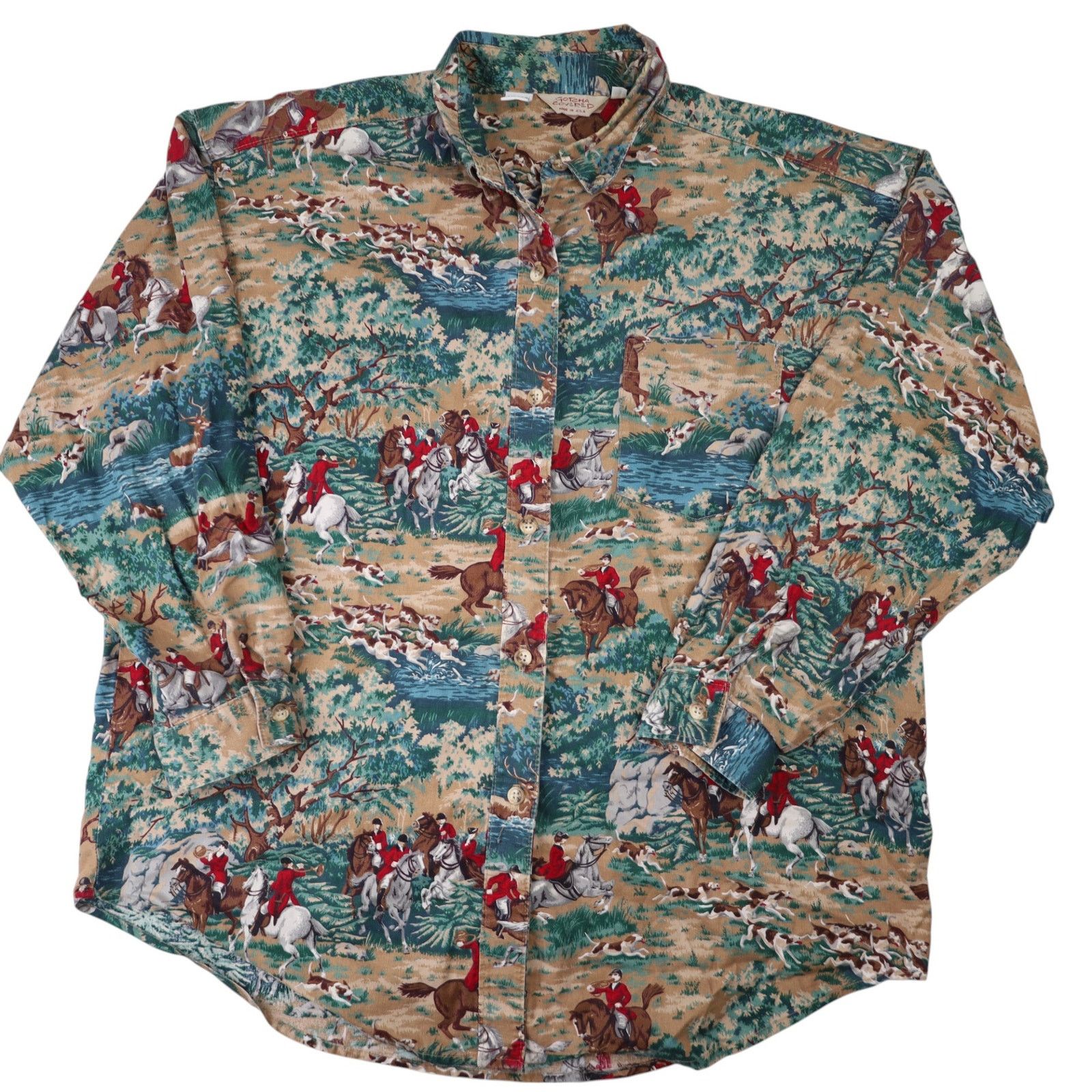 Vintage VTG Gotcha Covered Classic Fox Hunting Pattern Button Up Size US L / EU 52-54 / 3 - 1 Thumbnail