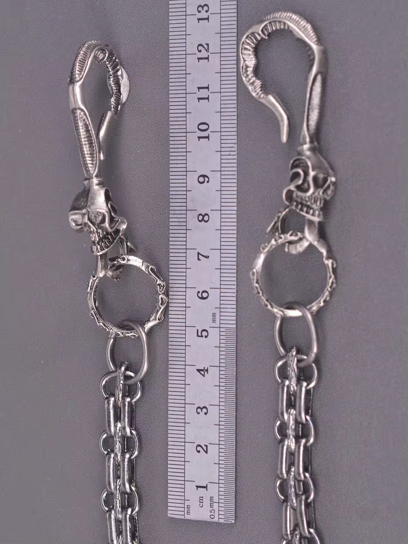 Jewelry 24inch length double skull U hook pants chain Size ONE SIZE - 3 Thumbnail