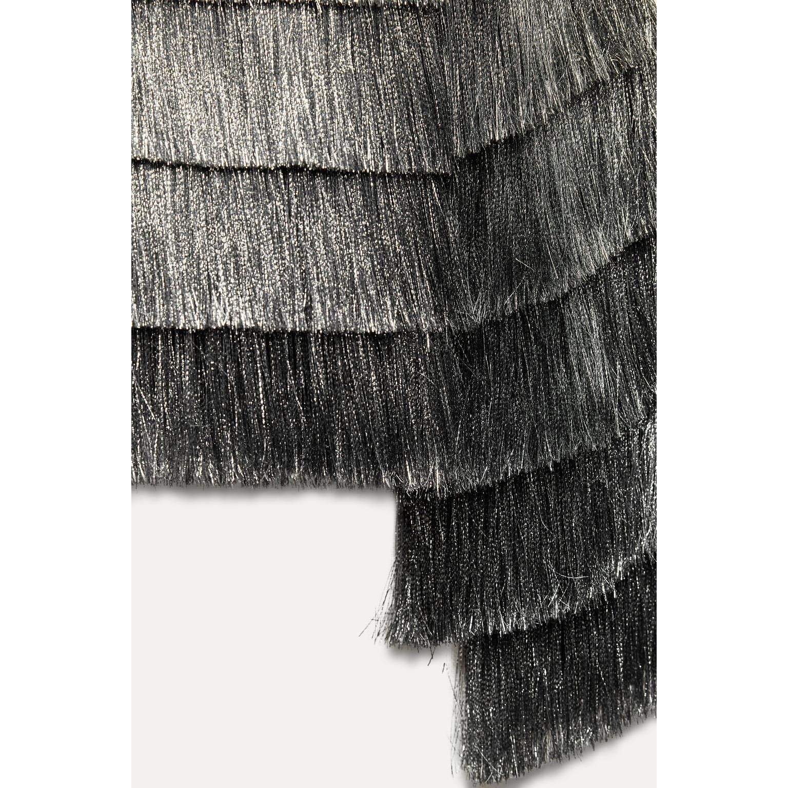 Zara ZARA Fringed Metallic Thread Jacket NWT Silver Size S Size S / US 4 / IT 40 - 18 Thumbnail