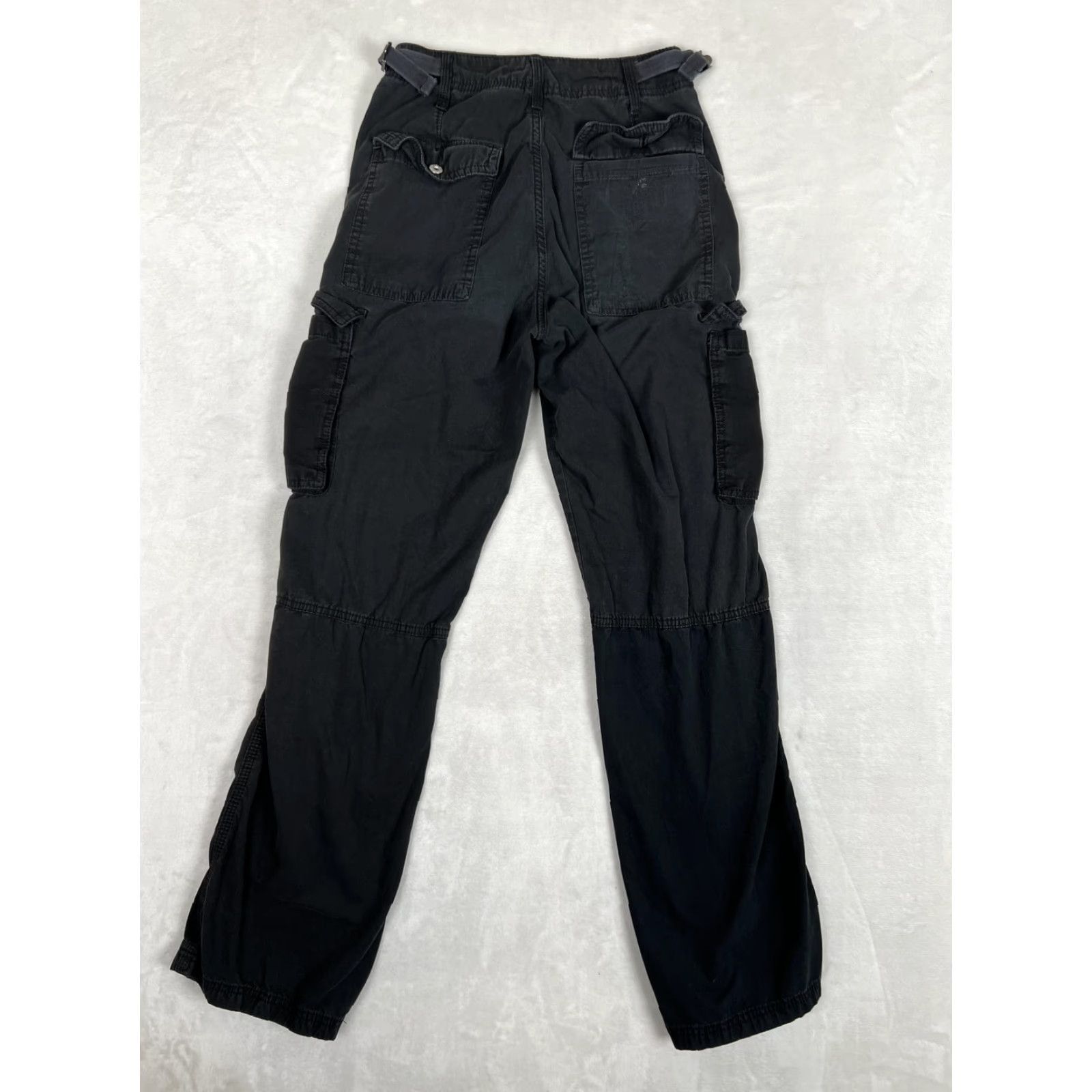 Bershka Bershka Cargo Pants Women Black Straight Utility Adjustable Waist Pockets Slant Hand Pockets Zip Fly Button Closure Casual 32 in Inseam Size 26" / US 2 / IT 38 - 6 Thumbnail