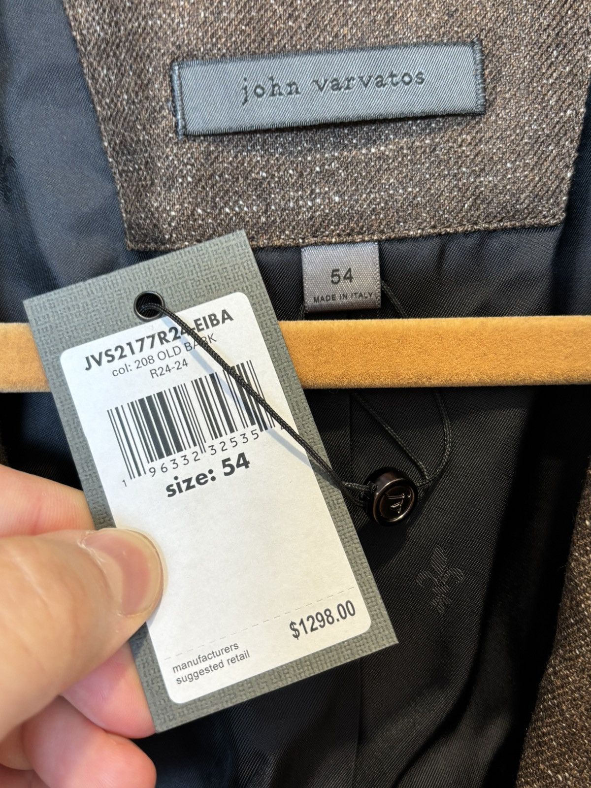 John Varvatos $1298 NWT John Varvatos Rind Jacket Men's Brown 54 EU 44 US Size 44R - 3 Thumbnail