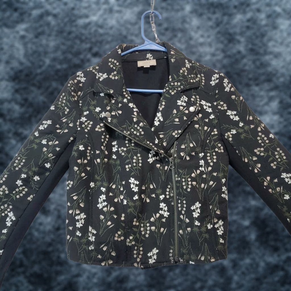 Loft Loft Outlet Blazer Women Black Green Floral Full Zip Denim Cotton Mid-Length Size 2 Style Blazer Regular Long Sleeve Office Casual Womens Size XS / US 0-2 / IT 36-38 - 1 Thumbnail
