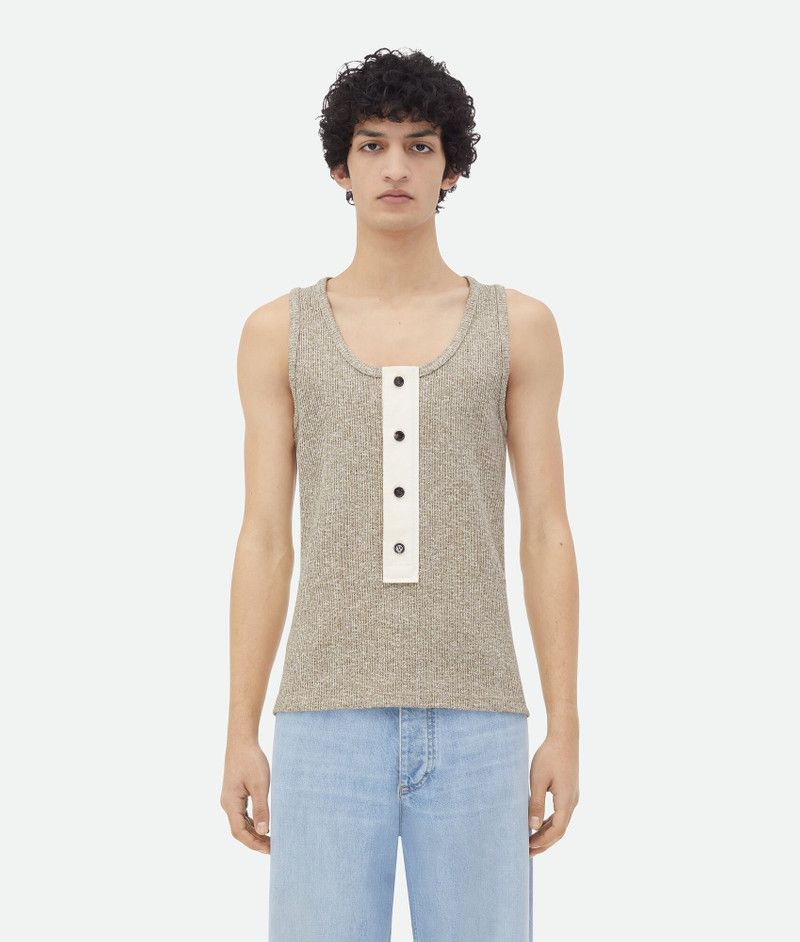 Bottega Veneta o1bcso1str0526 Cotton Mouline Jersey Tank Top Beige/White Size US L / EU 52-54 / 3 - 1 Thumbnail