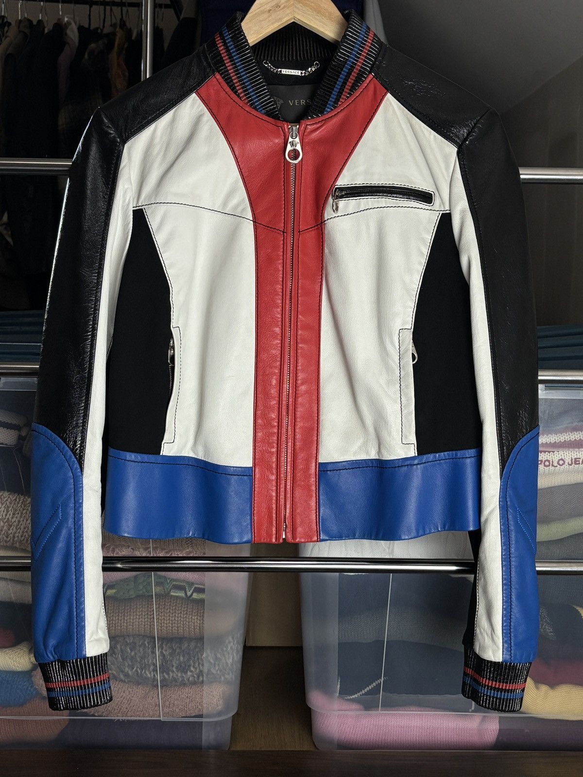 Versace Versace Leather Biker Moto Jacket Designer Gigi Hadid Size L / US 10 / IT 46 - 1 Thumbnail