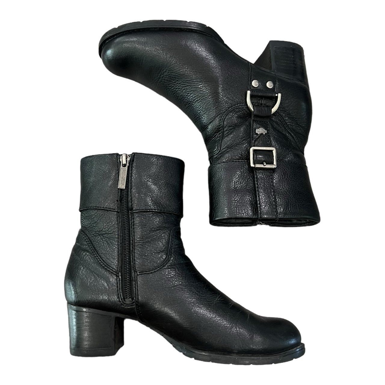 Harley Davidson × Vintage Harley Davidson Womens 84068 Sadie Heel Booties Black Size US 6.5 / IT 36.5 - 4 Thumbnail