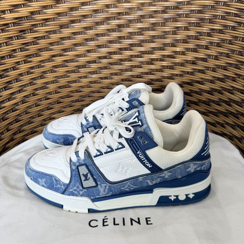 Louis Vuitton Louis Vuitton Blue and White Trainer Sneakers -2508 Size US 9 / EU 42 - 1 Thumbnail