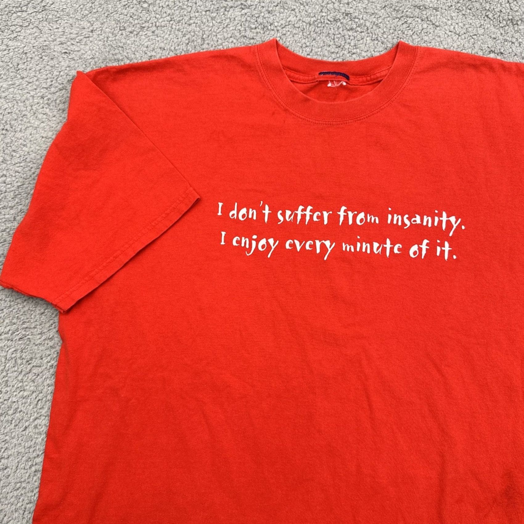 Vintage VINTAGE 2XL Red T Shirt Mens Don’t Suffer From Insanity Enjoy It 90s Funny Tee Shirt Crew Neck Short Sleeve Cotton Knit Size US XXL / EU 58 / 5 - 3 Thumbnail