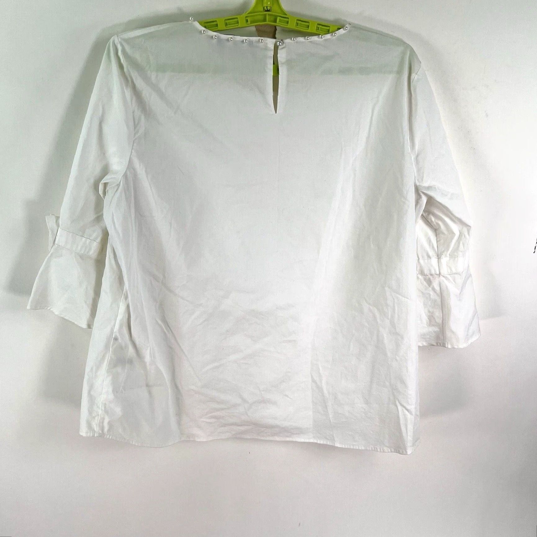 Karl Lagerfeld Karl Lagerfeld Women's White Pearl Beaded Tunic Blouse XL 3/4 Bell Sleeve Stretch Classic Paris Designer Size XL / US 12-14 / IT 48-50 - 7 Thumbnail